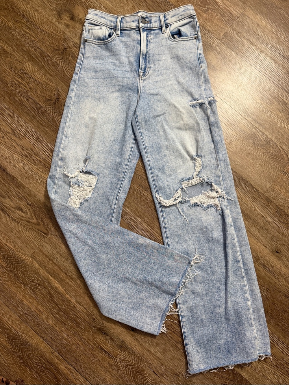 Altar'd State Light Blue Distressed Wide-Leg Jeans